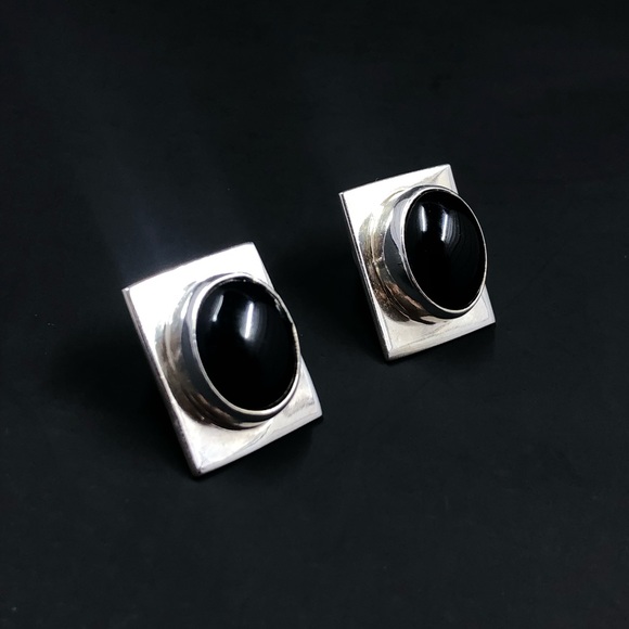 Sterling Silver and Onyx Earrings - Picture 9 of 9